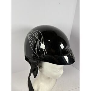 Harley Davidson HD-2 Half Shell Black Flames Helmet Size XX Small OEM w/ Bag